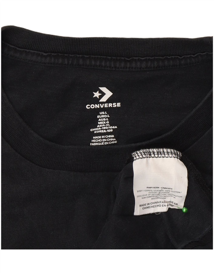 Converse - Camiseta gráfica para hombre, talla grande, algodón negro