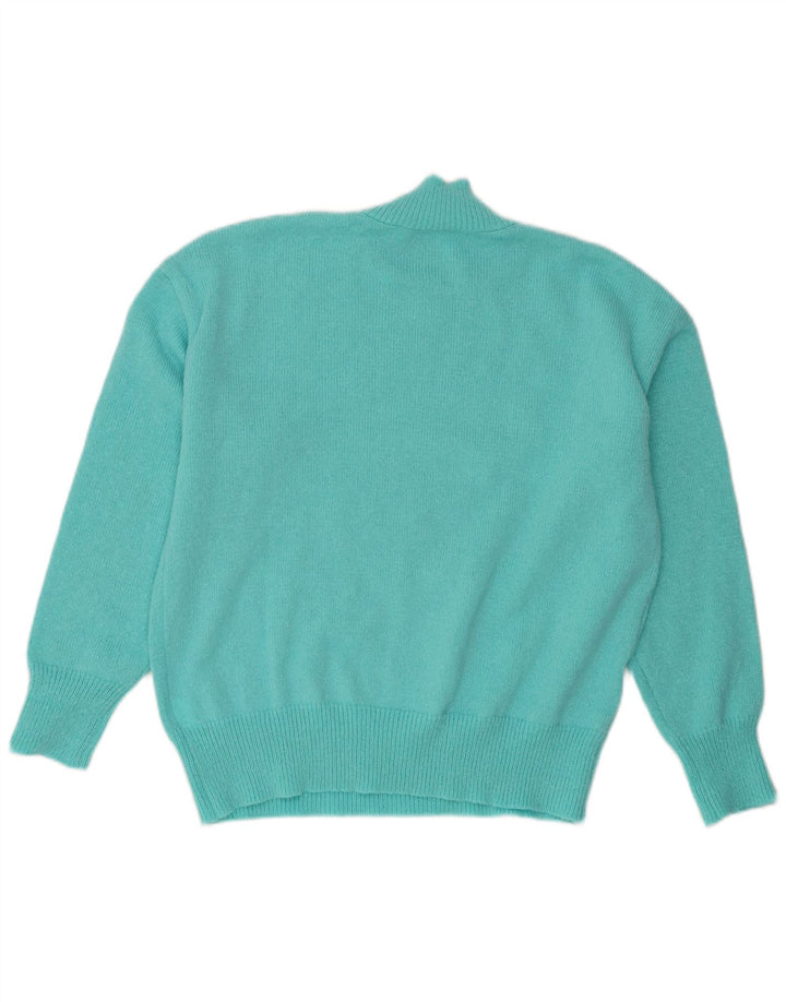 Vintage mujeres de gran tamaño tortuga cuello jersey suéter Reino Unido 14 turquesa medio