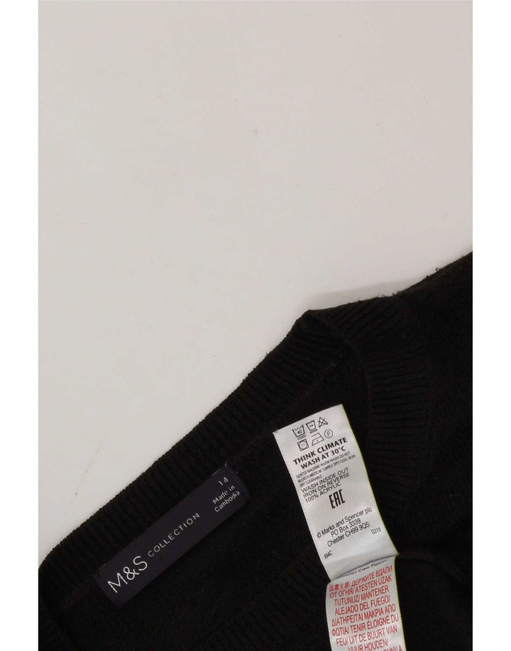 Marks & Spencer - Jersey de cuello redondo para mujer, talla 40, talla mediana, acrílico negro