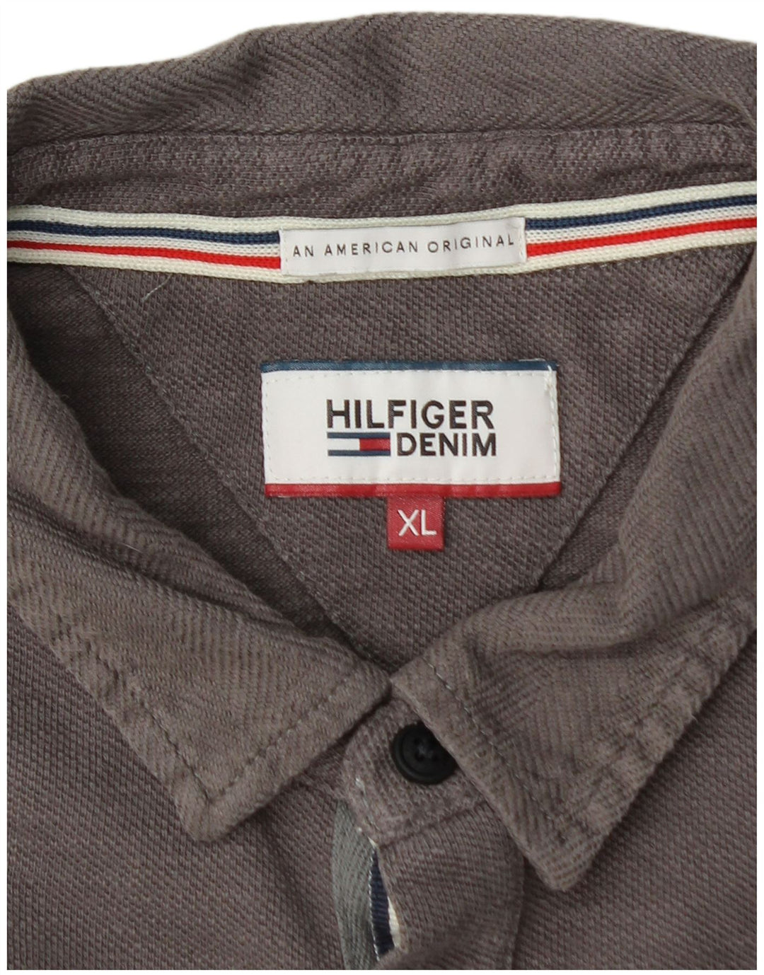 TOMMY HILFIGER Polo gráfico de manga larga para hombre XL Gris