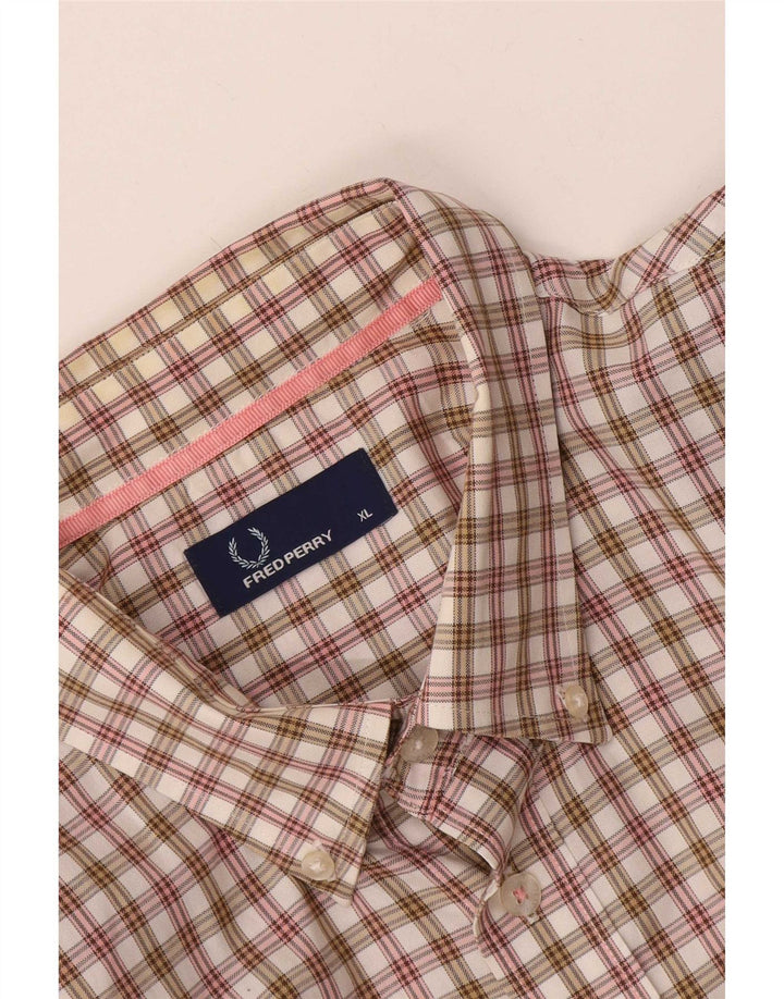 Fred Perry Camisa De Manga Corta Hombre XL Cuadros Multicolor