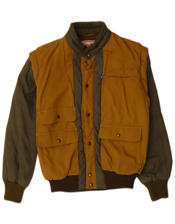 FACIBA Chaqueta Bomber para Hombre UK 38 Algodón Color Block Amarillo Mediano