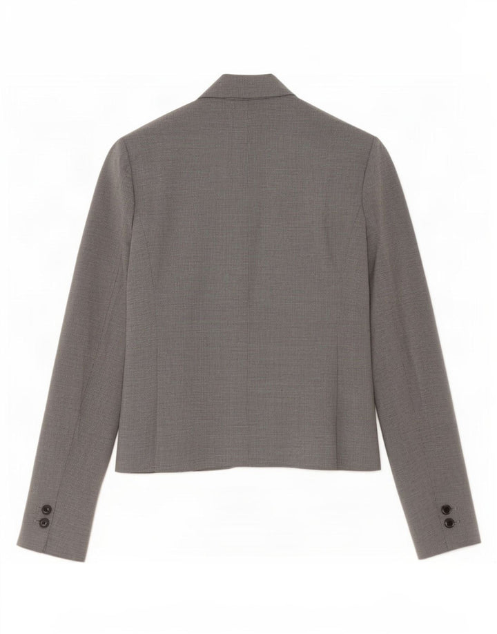 Zara Mujer Chaqueta Blazer De 1 Botón EU 38 Poliéster De Pata De Gallo Gris Pequeño
