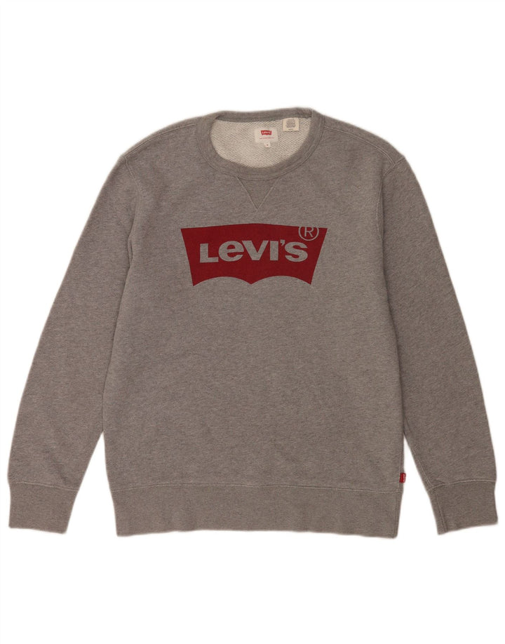 Levi's Hombre Sudadera Gráfica Jumper Small Gris Algodón