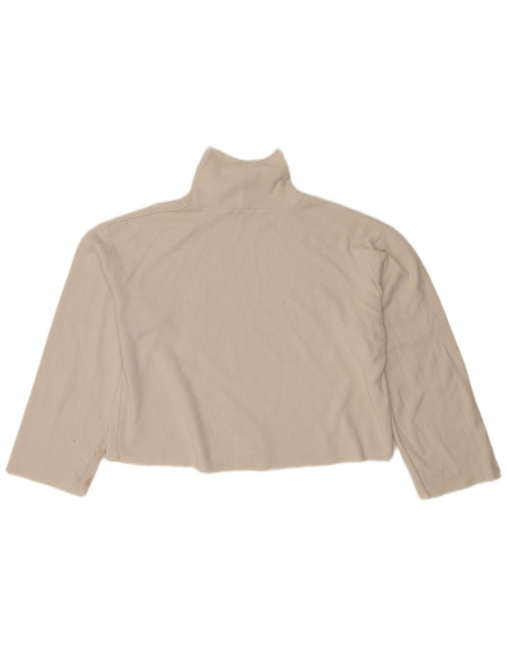 Zara Mujer Crop Top Extragrande Manga Larga UK 44 Mediano Algodón Blanco