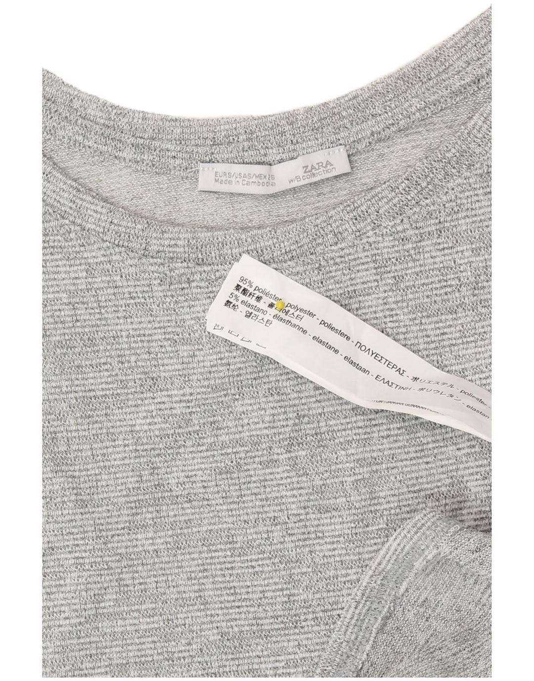 Zara Mujer Top Largo Manga Larga UK 40 Pequeño Poliéster Moteado Gris