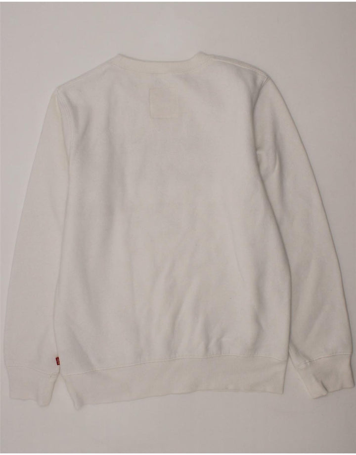 LEVI'S Boys Graphic Sweatshirt Jumper 13-14 Years White Cotton Vintage Levi's and Second-Hand Levi's from Messina Hembry 