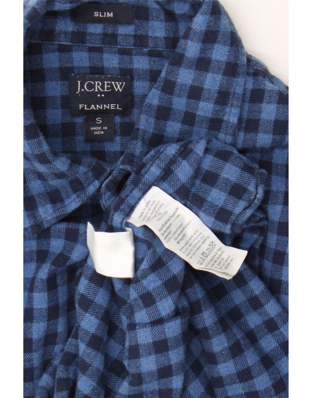 J. Crew Camisa de franela ajustada para hombre Algodón a cuadros azul pequeño