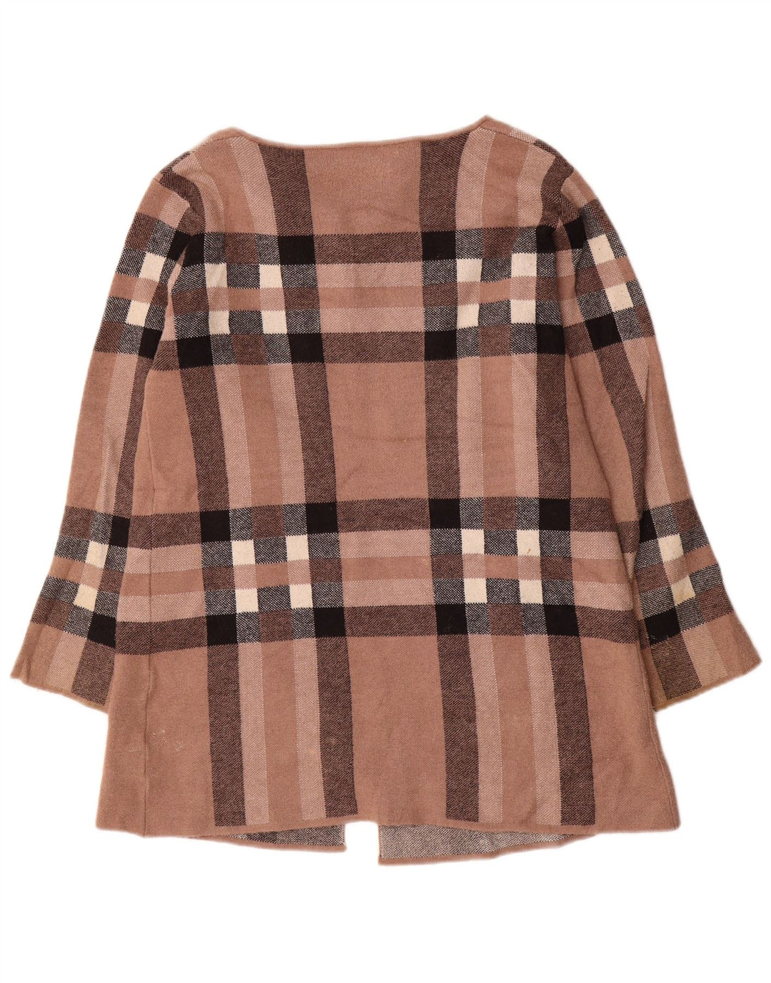 Zara - Cárdigan para mujer, talla 40, talla grande, lana a cuadros marrón