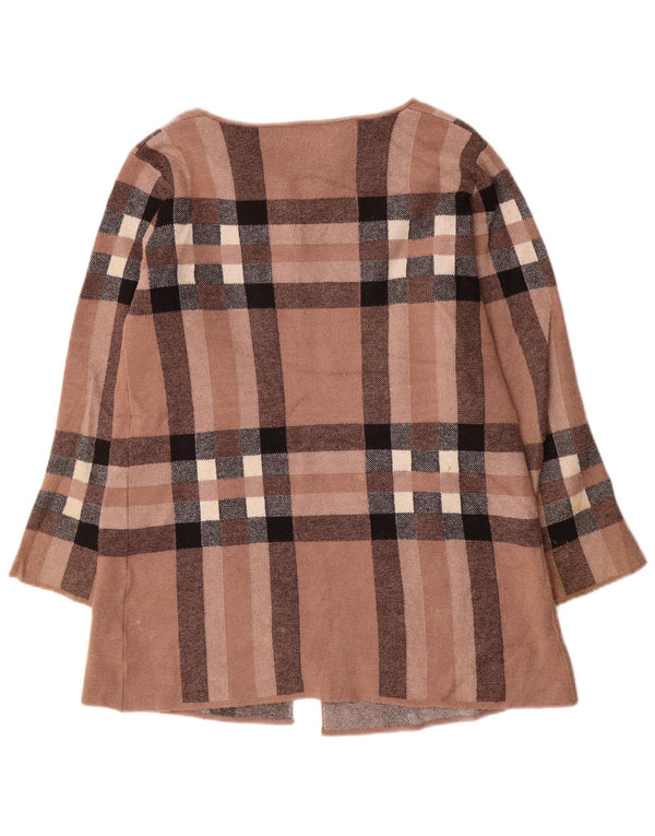 Zara - Cárdigan para mujer, talla 40, talla grande, lana a cuadros marrón