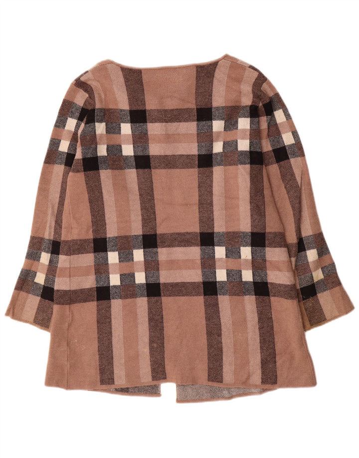 Zara - Cárdigan para mujer, talla 40, talla grande, lana a cuadros marrón