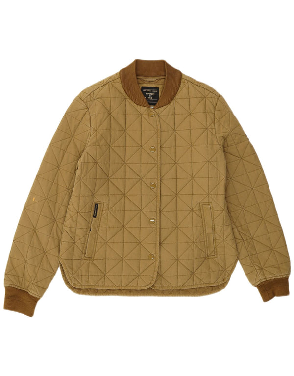 Superdry Chaqueta Acolchada Mujer UK 10 Small Algodón Caqui