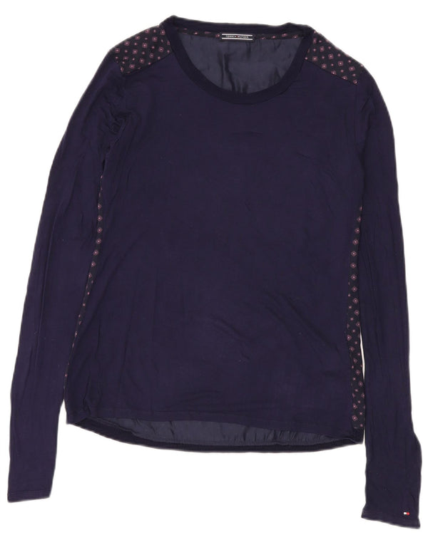 Tommy Hilfiger Top para mujer de manga larga UK 40 Medio azul marino geométrico