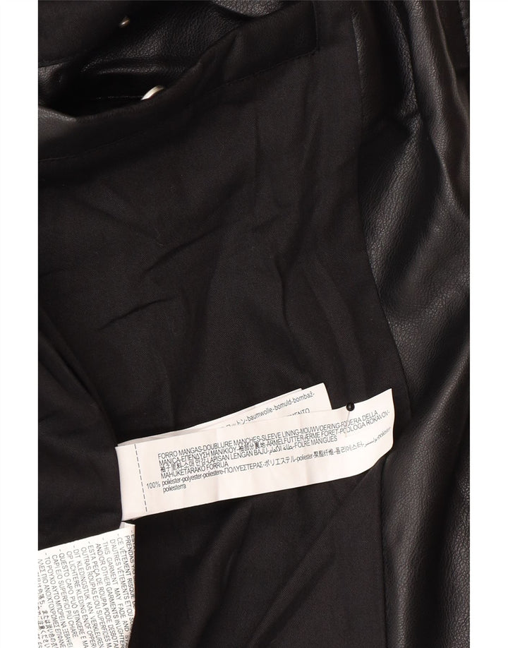 Zara Hombre Chaqueta De Piel Sintética ES 42 XL Poliéster Negro