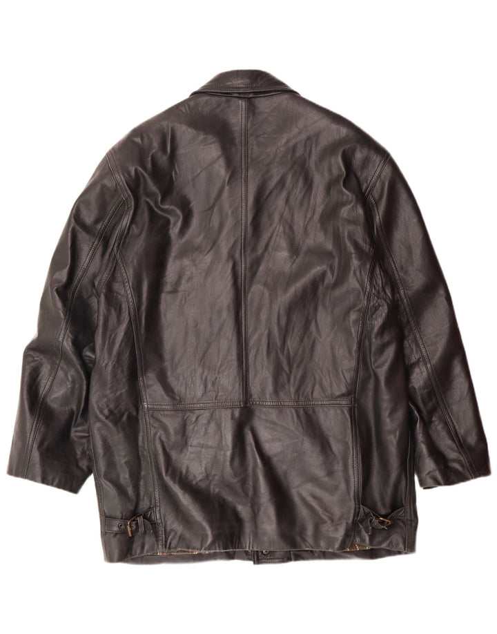 VINTAGE Chaqueta de cuero para hombre IT 54 2XL Cuero negro
