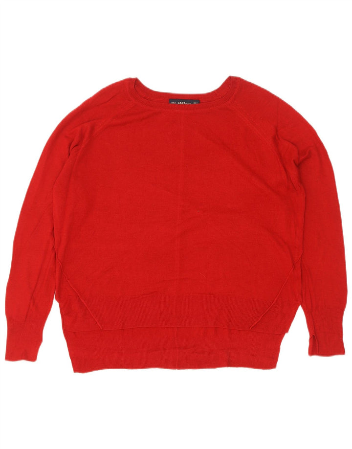 Zara - Jersey extragrande con cuello barco para mujer, talla 10, color rojo