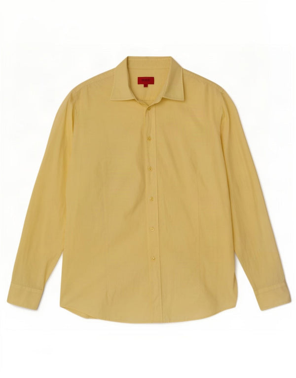 Camisa Hugo Boss Hombre XL Algodón Amarillo