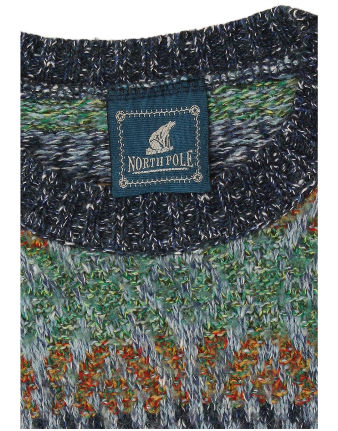 Polo Norte Hombre Cuello Redondo Jersey Suéter Grande Multicolor Geométrico