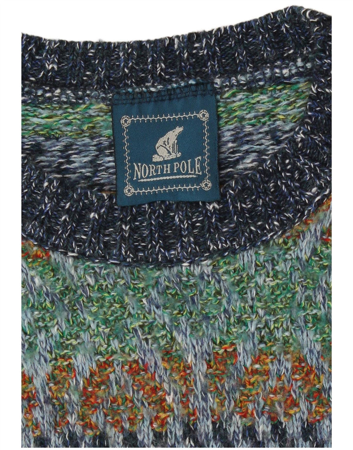 Polo Norte Hombre Cuello Redondo Jersey Suéter Grande Multicolor Geométrico