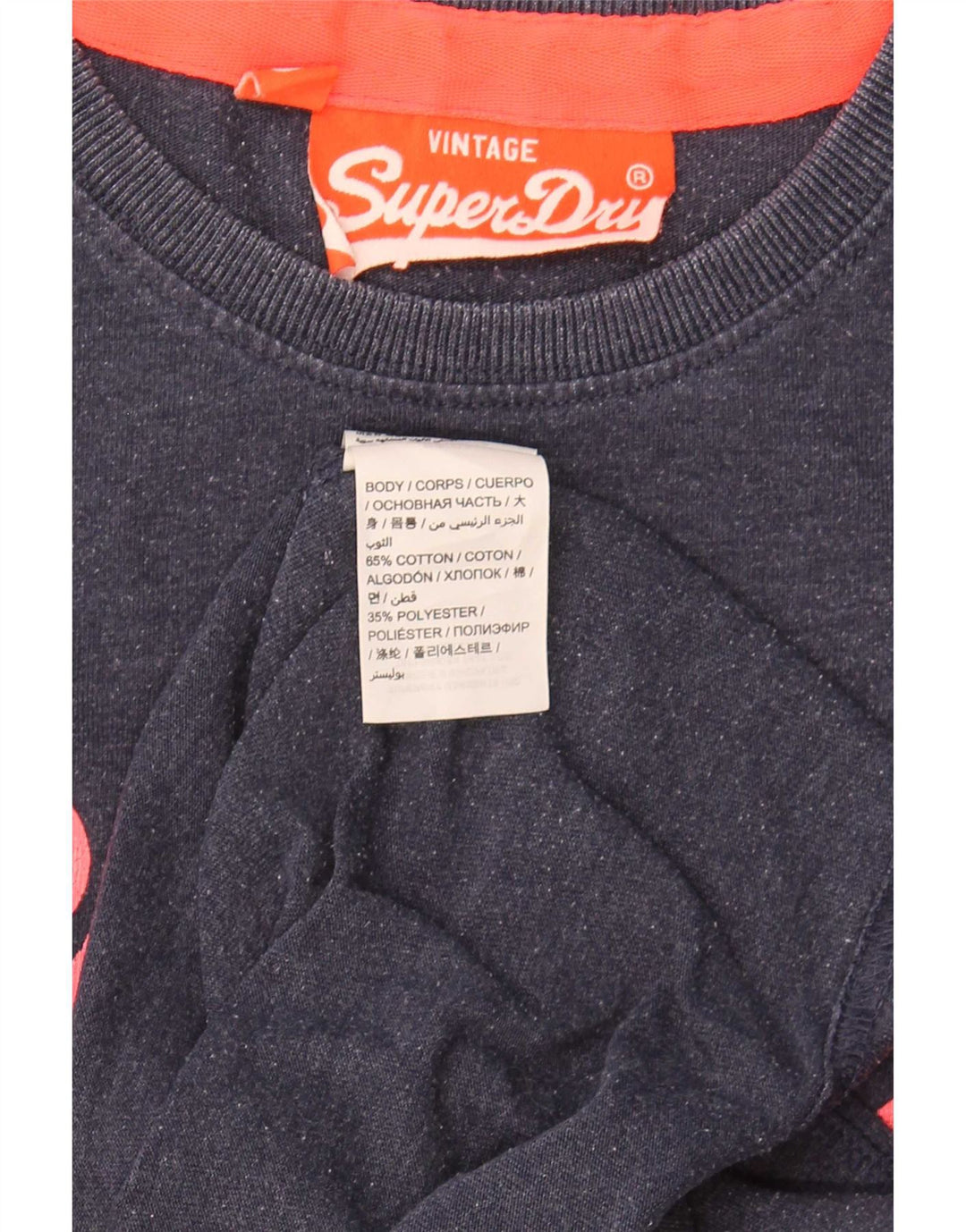 Superdry Hombre Camiseta Gráfica Top Small Azul Marino Algodón