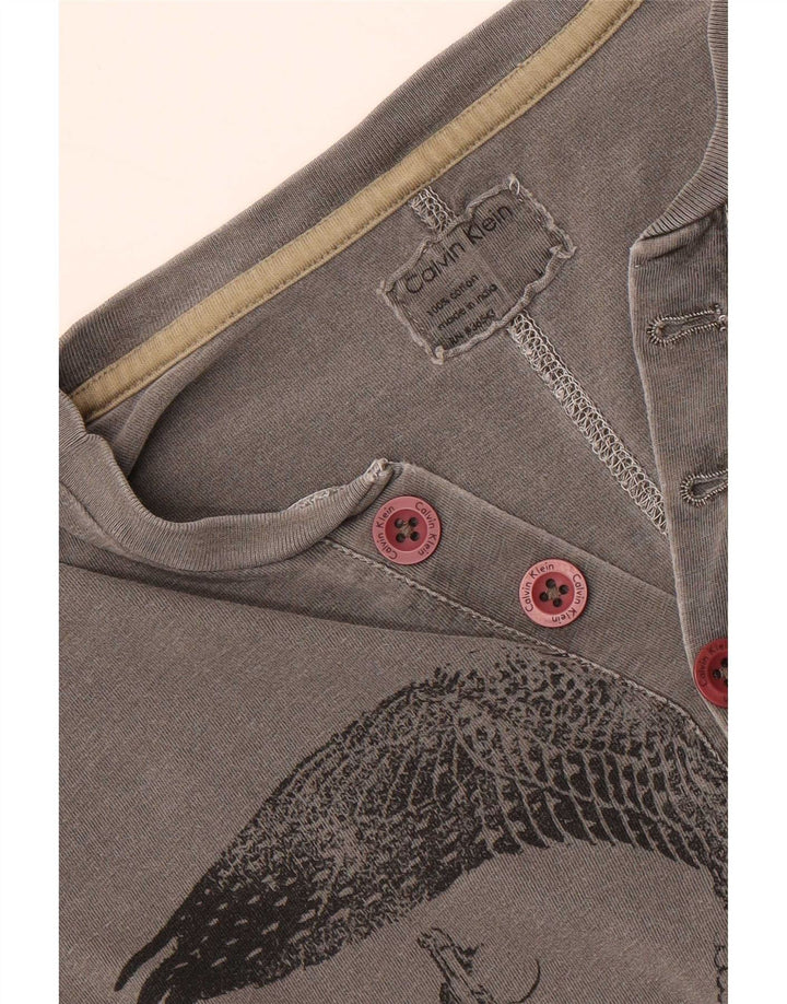 Calvin Klein Top Gráfico De Manga Larga Para Hombre Pájaro De Algodón Gris Grande