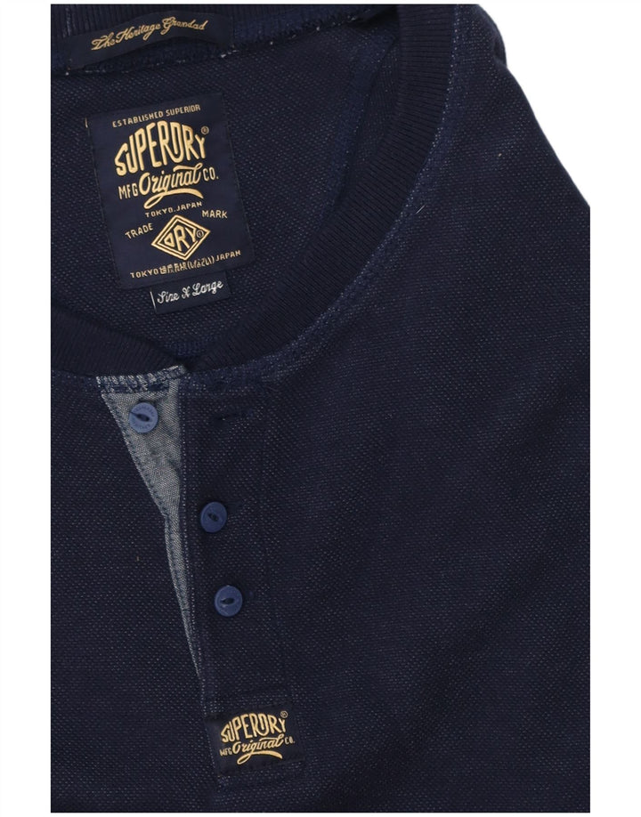Superdry Hombre Top Manga Larga XL Azul Marino
