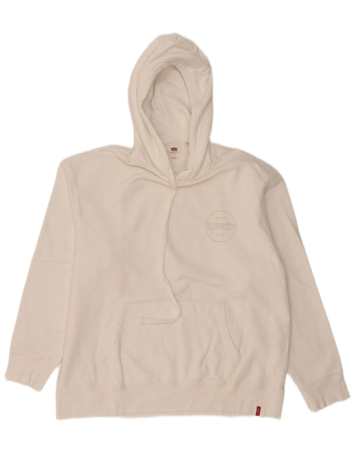 Levi's Jersey con capucha relajada para hombre, tamaño grande, algodón blanco
