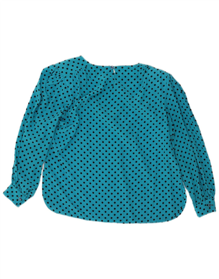 Vintage mujer manga larga blusa Top Reino Unido 16 grande azul manchado