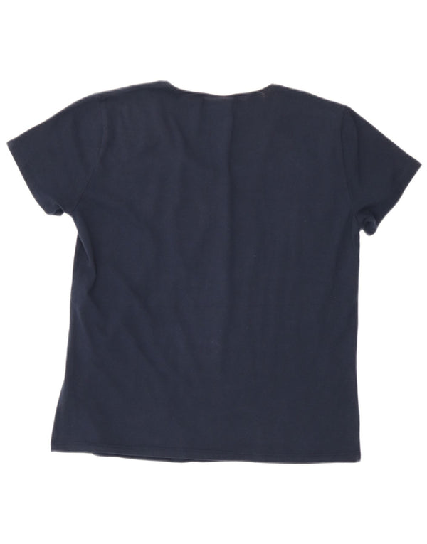 Trussardi Jeans Camiseta Mujer Top ES 40 XL Azul Marino Colorblock Algodón