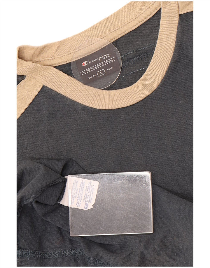 CHAMPION Camiseta sin mangas para hombre de algodón gris color block grande
