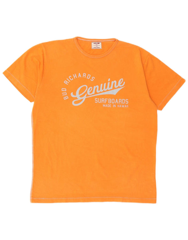 Jack & Jones Hombre Camiseta Gráfica Top XL Naranja Algodón