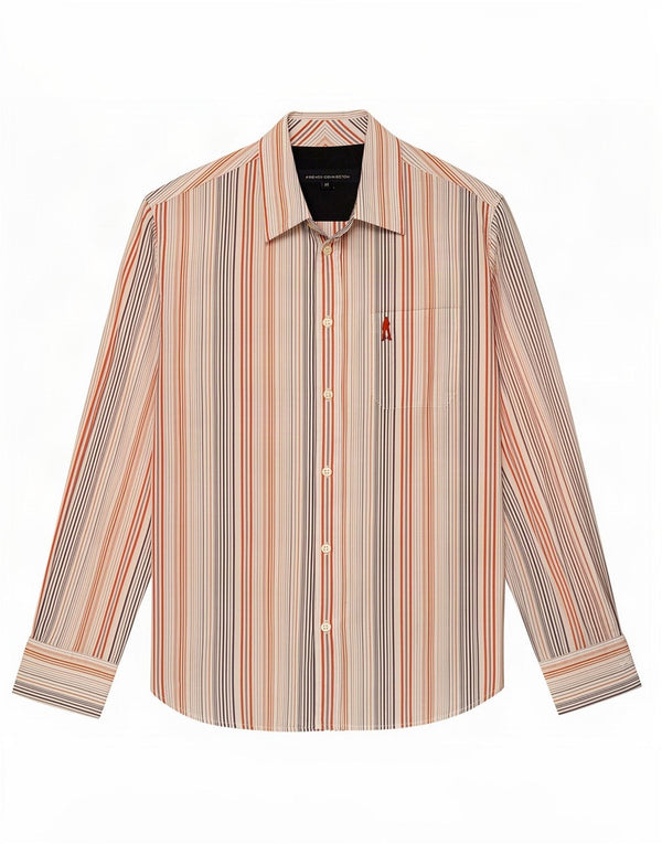 Camisa de hombre French Connection de algodón a rayas diplomáticas mediana blanca
