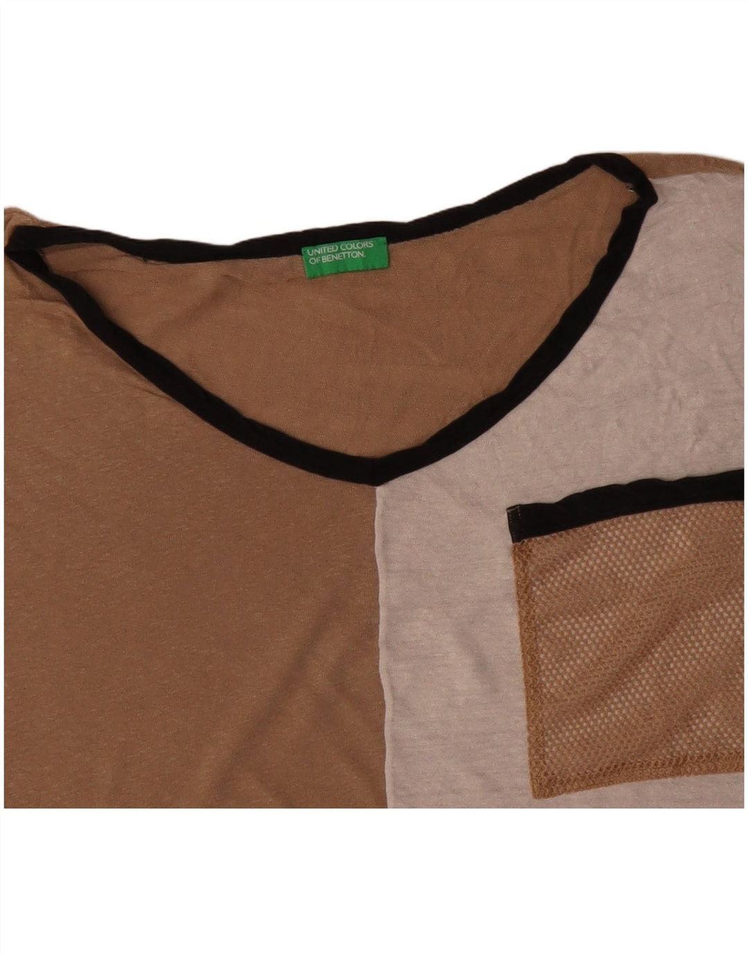 BENETTON Camiseta corta para mujer UK 46 Large Multicolor Colorblock