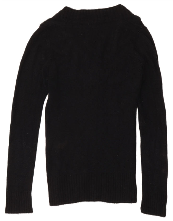 Zara - Jersey con cuello en V para mujer, talla 40, nailon negro mediano
