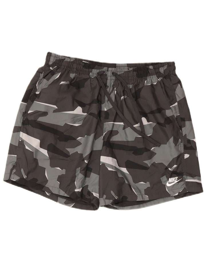 Nike - Pantalones cortos deportivos para hombre, poliéster de camuflaje gris grande