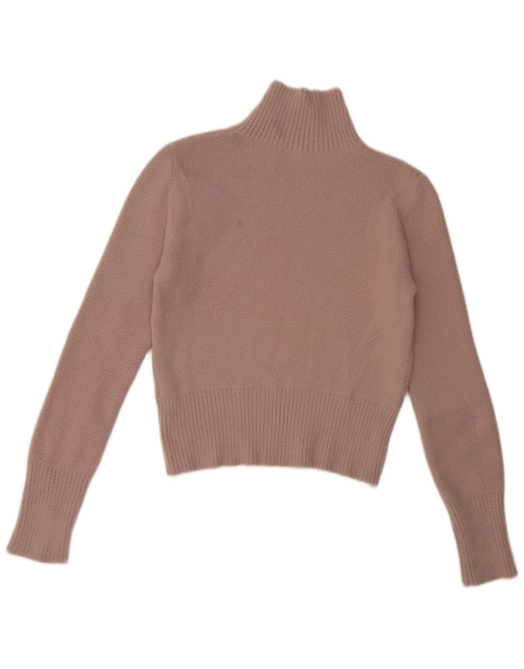 Zara Mujer Crop Turtle Neck Jumper Sweater UK 10 Small Pink Nylon