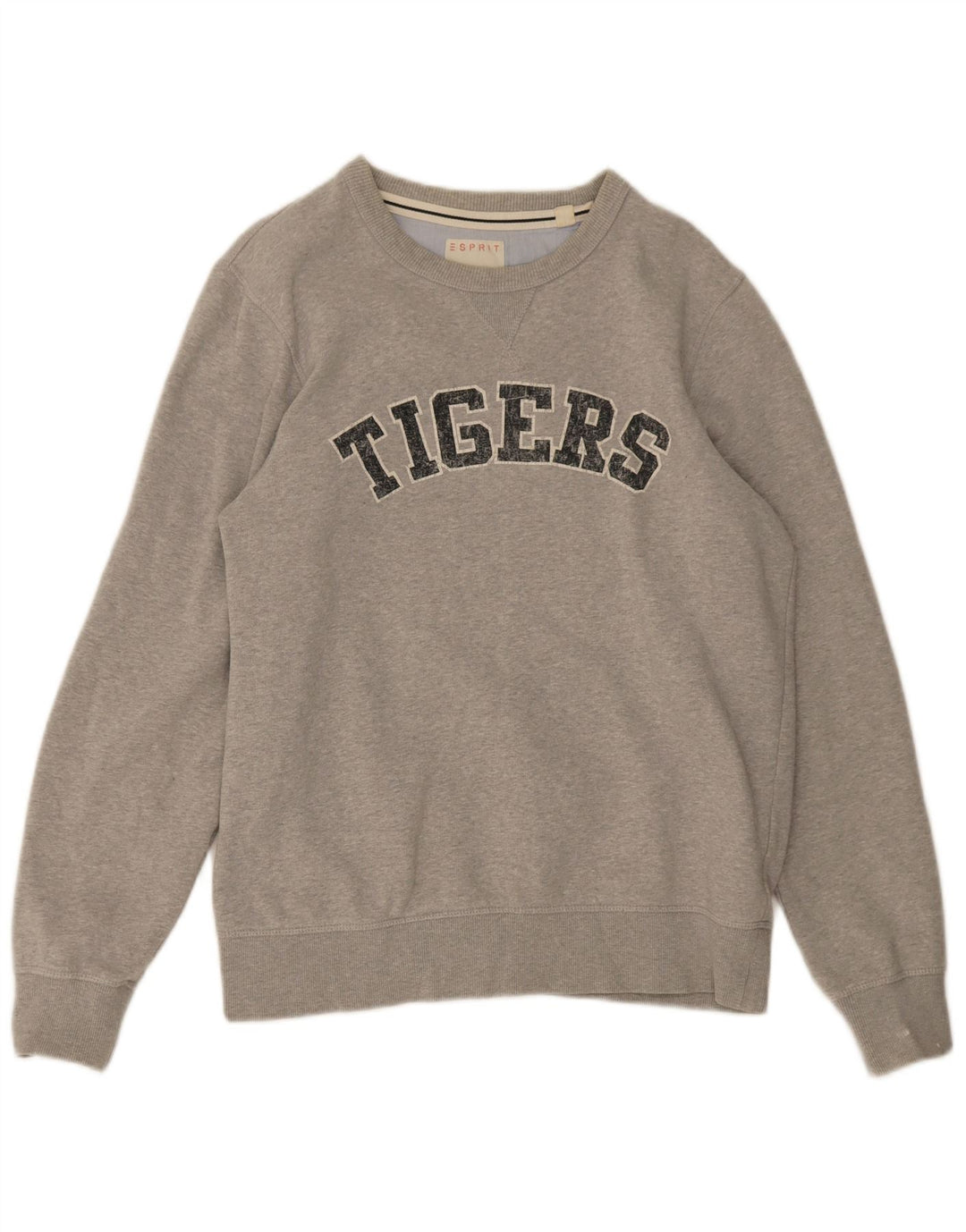 Esprit Sudadera con estampado gráfico para hombre, jersey grande de algodón moteado en gris