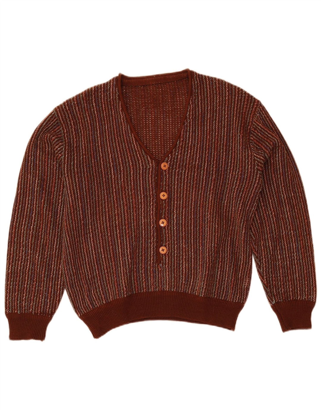 Vintage mujer Cardigan suéter Reino Unido 12 marrón medio rayas