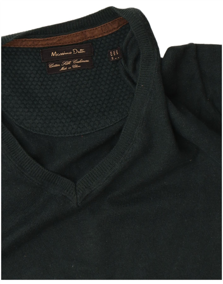 Massimo Dutti Hombre Jersey Cuello Pico Small Verde Algodón