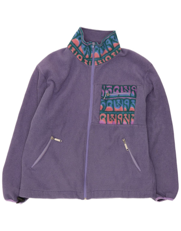 SALEWA Chaqueta de forro polar holgada para mujer UK 44 Mediana Púrpura Geométrica Deportes
