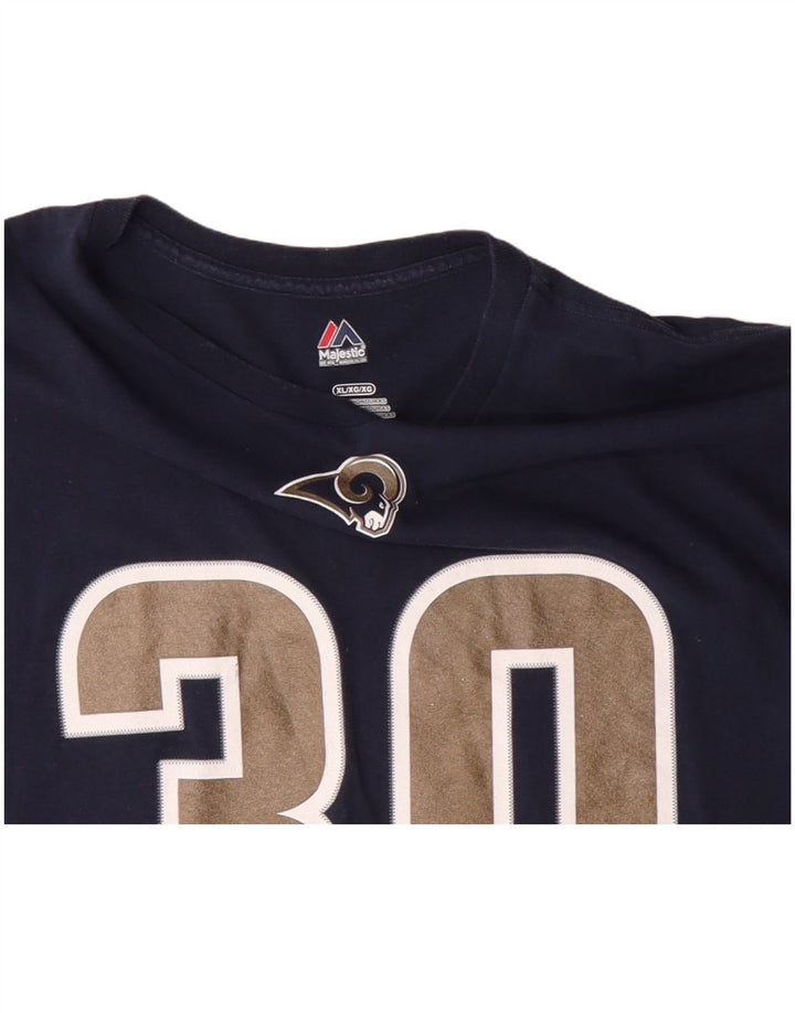 MAJESTIC Camiseta gráfica Todd Gurley II para hombre Top XL Algodón azul marino