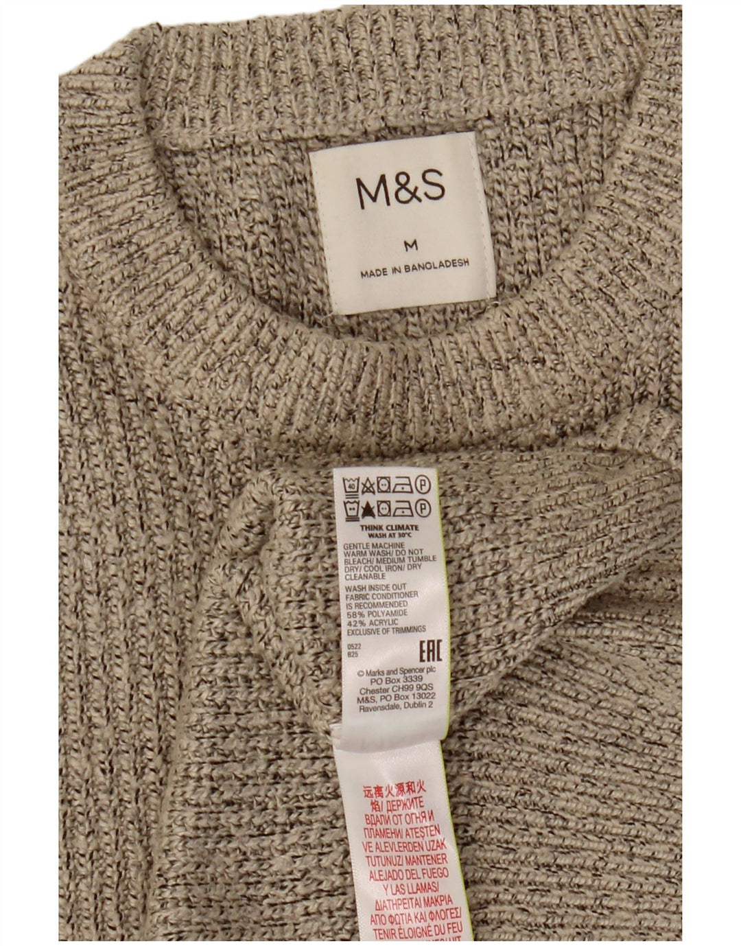 Marks & Spencer Jersey de cuello redondo para hombre con moteado beige medio