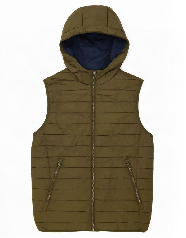 Jack & Jones Chaleco acolchado con capucha para hombre UK 40 Large Poliéster caqui