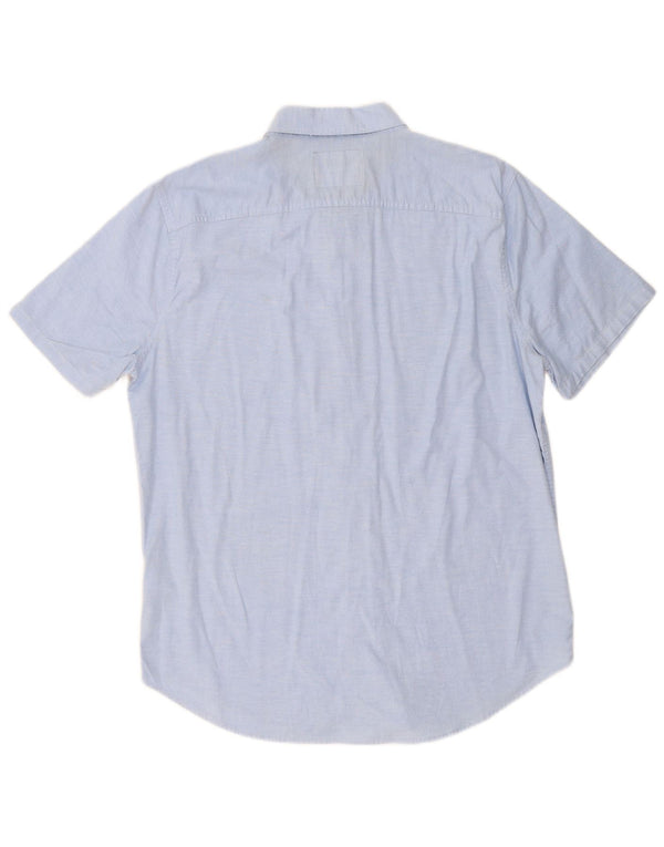 Camisa Hollister Hombre Manga Corta Slim Fit Algodón Azul Grande