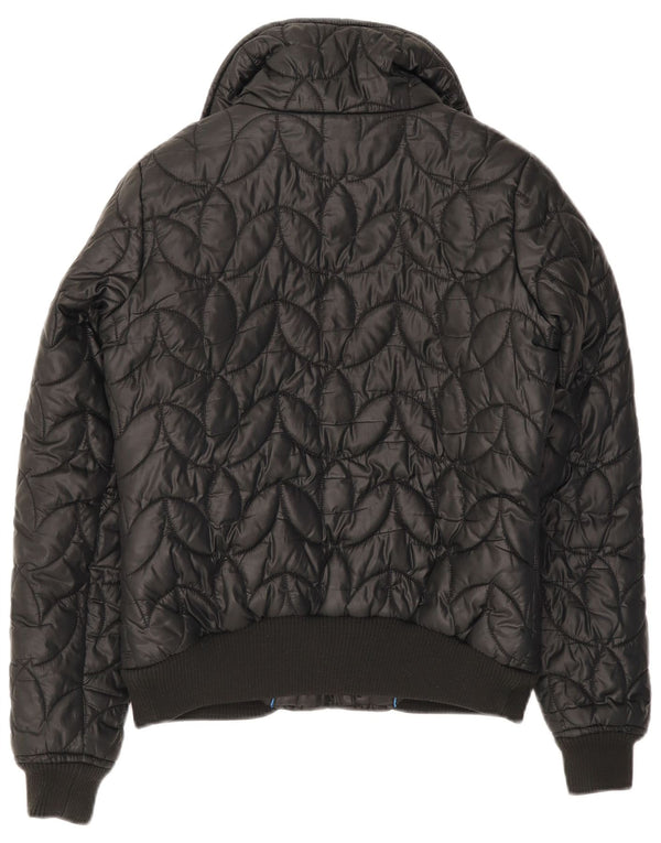 Adidas Mujer Bomber Chaqueta Acolchada Reino Unido 12 Mediano Negro Poliéster