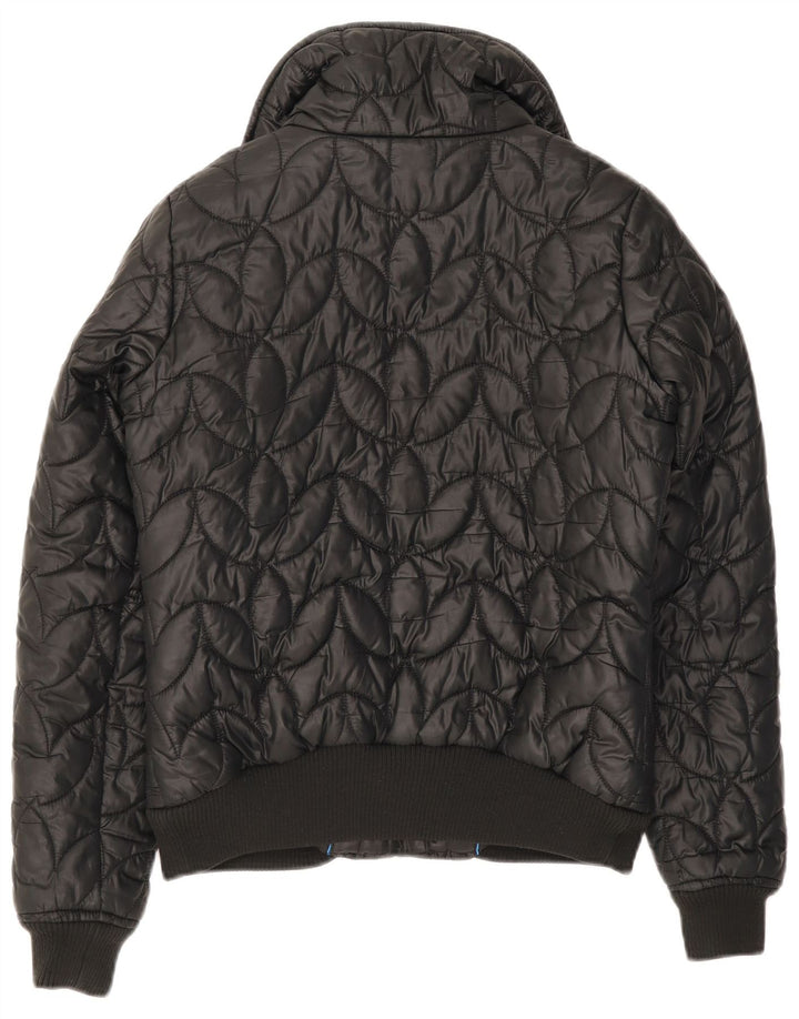 Adidas Mujer Bomber Chaqueta Acolchada Reino Unido 12 Mediano Negro Poliéster