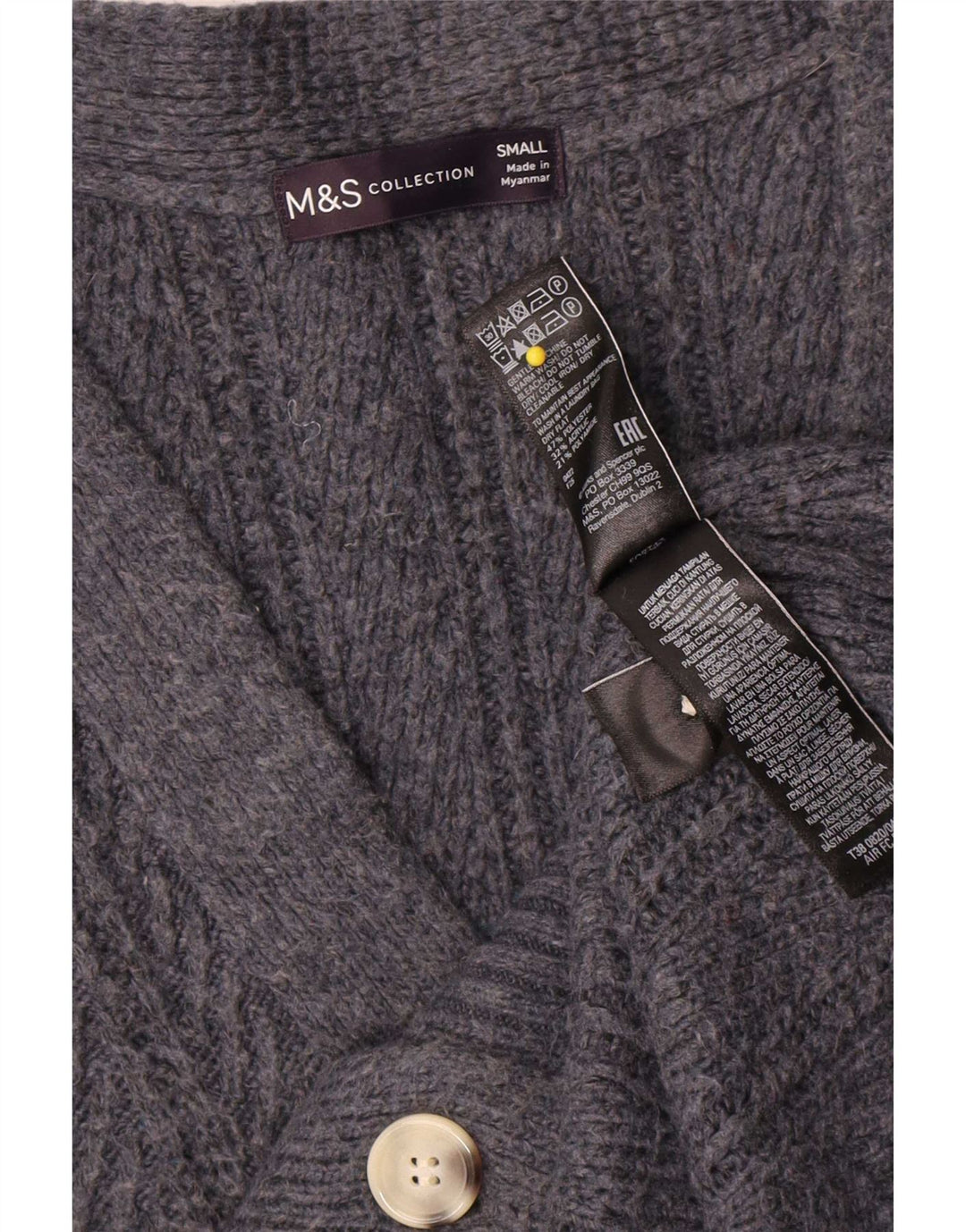 Marks & Spencer Suéter tipo cárdigan extragrande para mujer UK 10 Small Grey