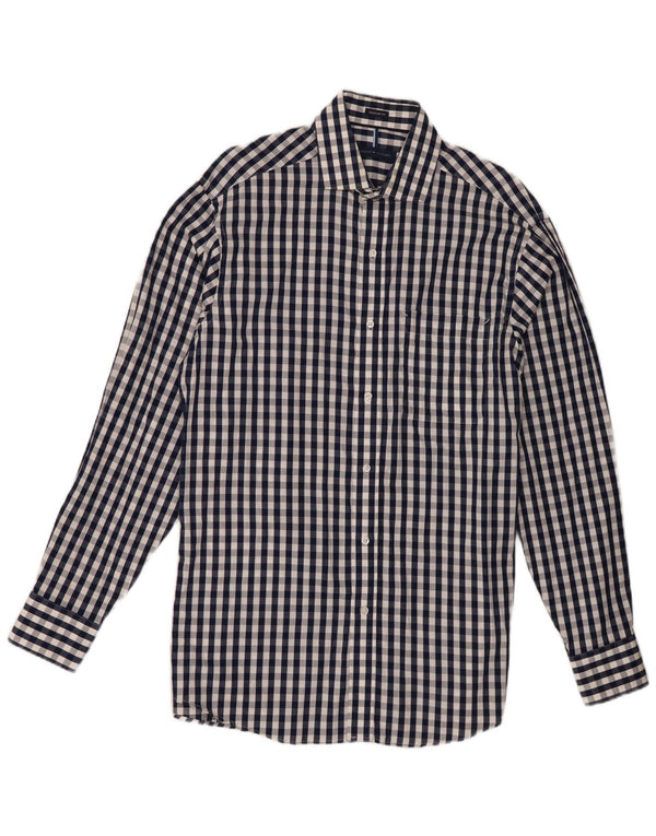 Tommy Hilfiger Camisa de ajuste regular para hombre talla 15 1/2 mediana azul marino Gingham