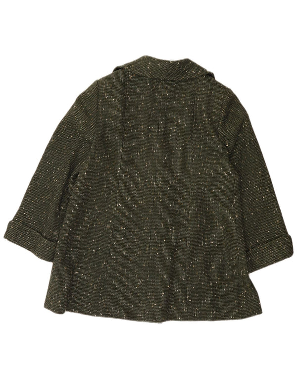 Vintage mujer abrigo Reino Unido 14 grande verde moteado
