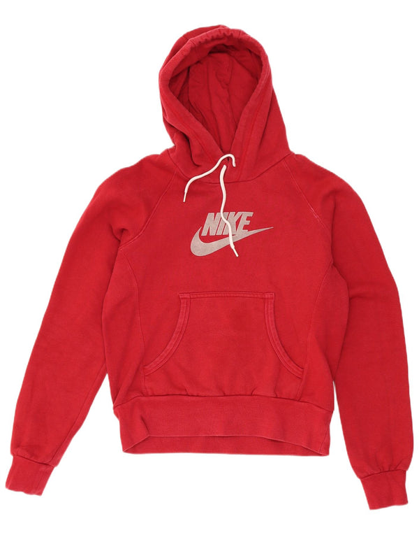 Nike - Sudadera con capucha para mujer, diseño gráfico, talla 8/10, algodón rojo pequeño